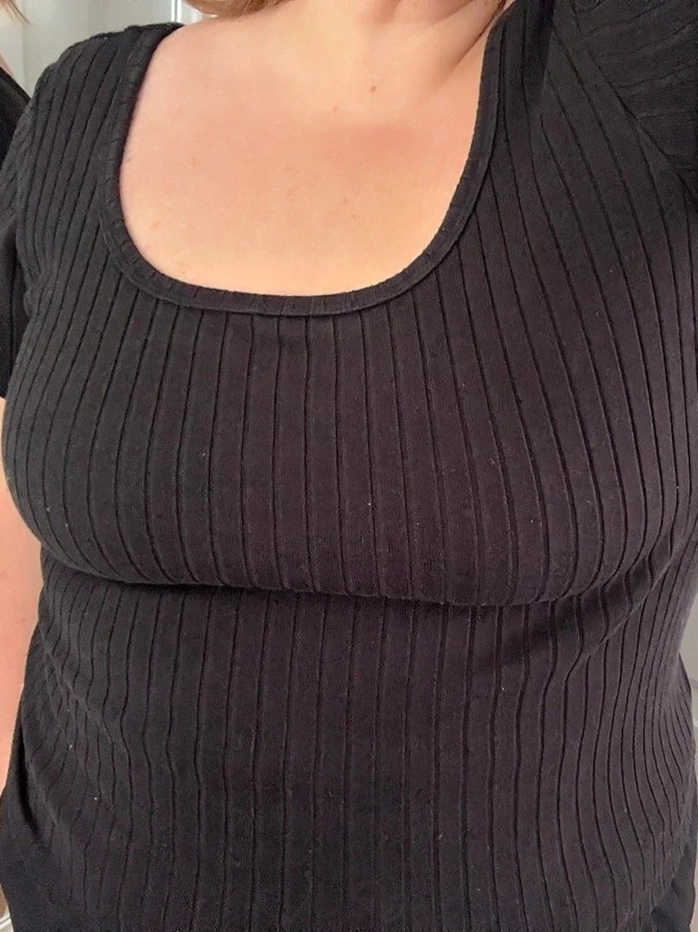 ONLY Ribbed Short Sleeve Top in Black Size 3X